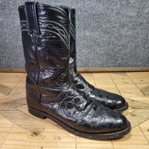 Justin Mens 7.5B Cowboy Western Boots Exotic Handmade Caiman Belly Boots‎